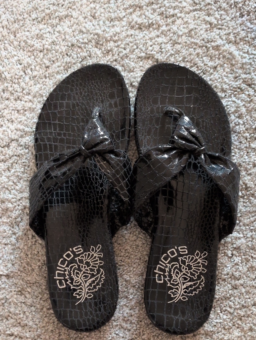 Chico's Isola Croco Black Sandals Size 8